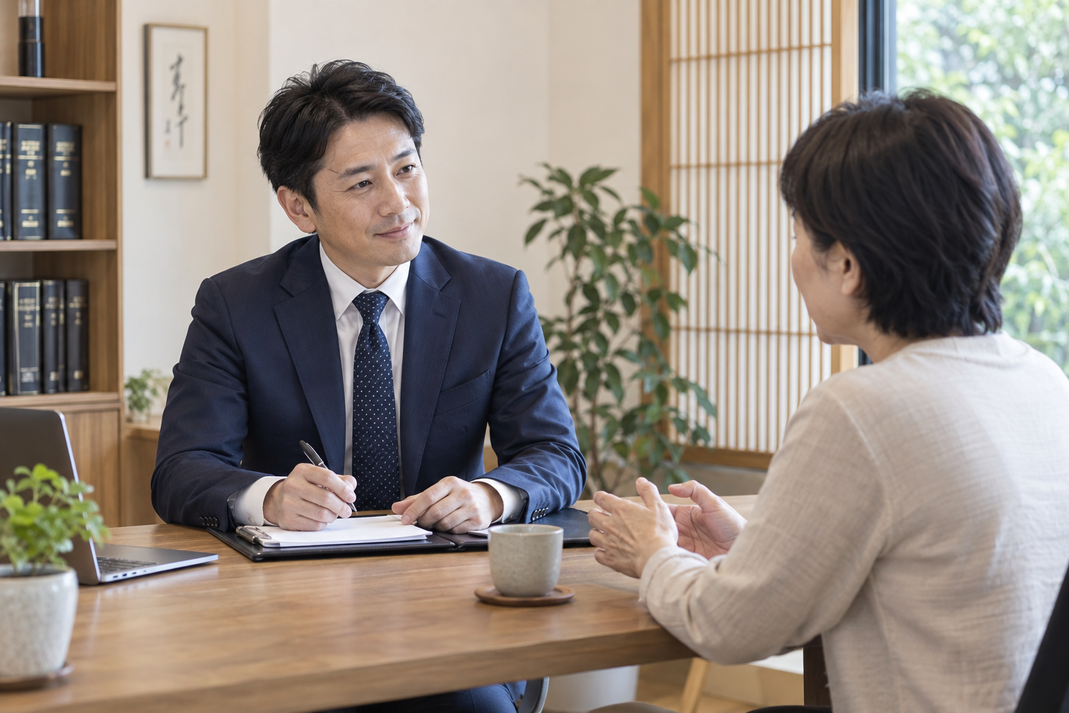 相談室で話を伺う場面のイメージ